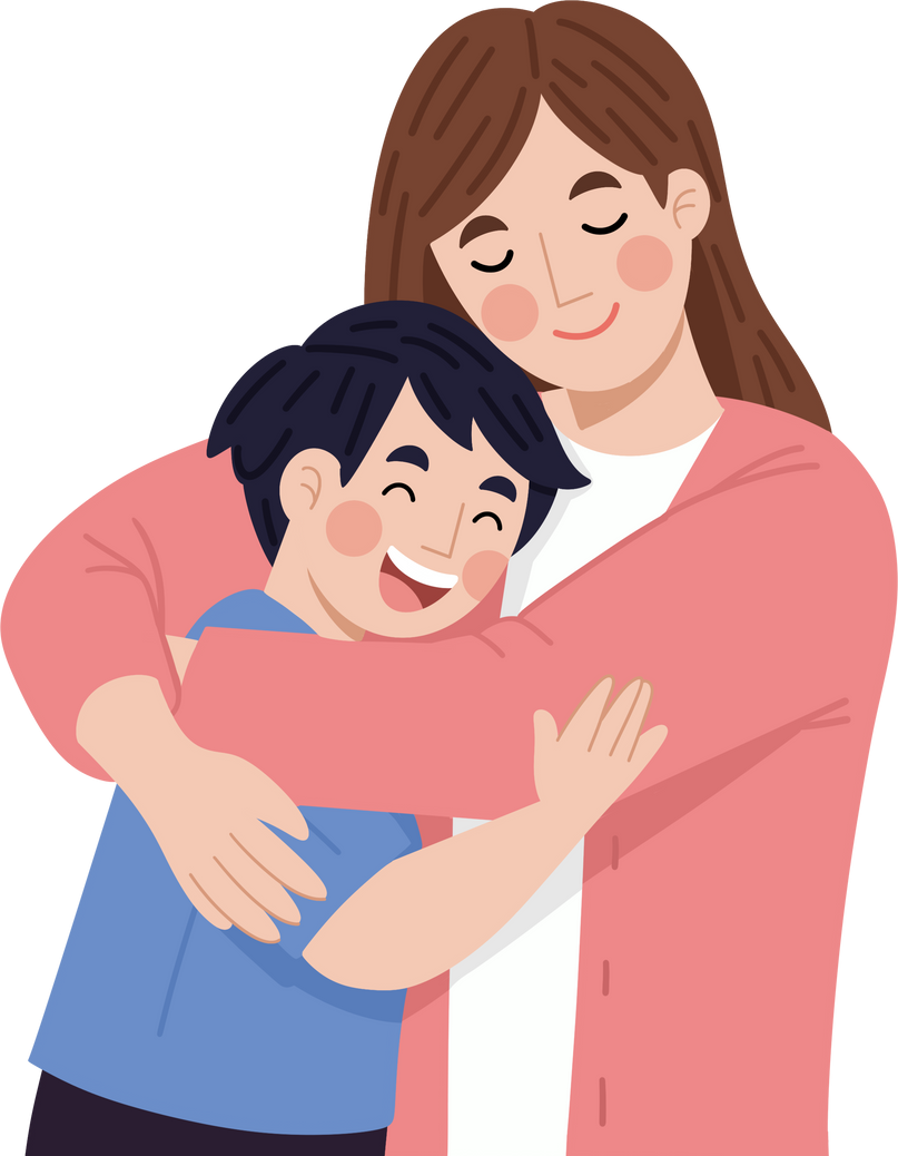 Young Mother and cute son illustration